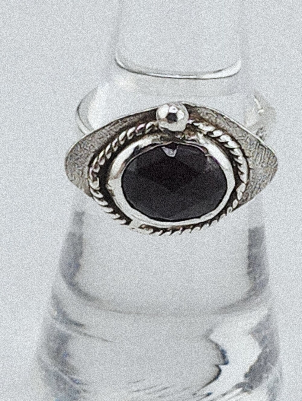 GARNET ROSE CUT CRYSTAL HANDMADE RING IN STERLING SILVER SIZE 6 UNISEX NEW